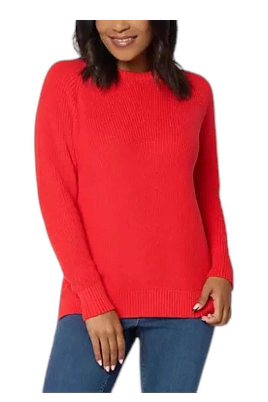 Belle by Kim Gravel Women's Stitch Sweater with Seam Cherry Tomato - Regular